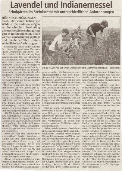 Artikel im ST vom 21.8.1997 "Lavendel und Indianernessel"